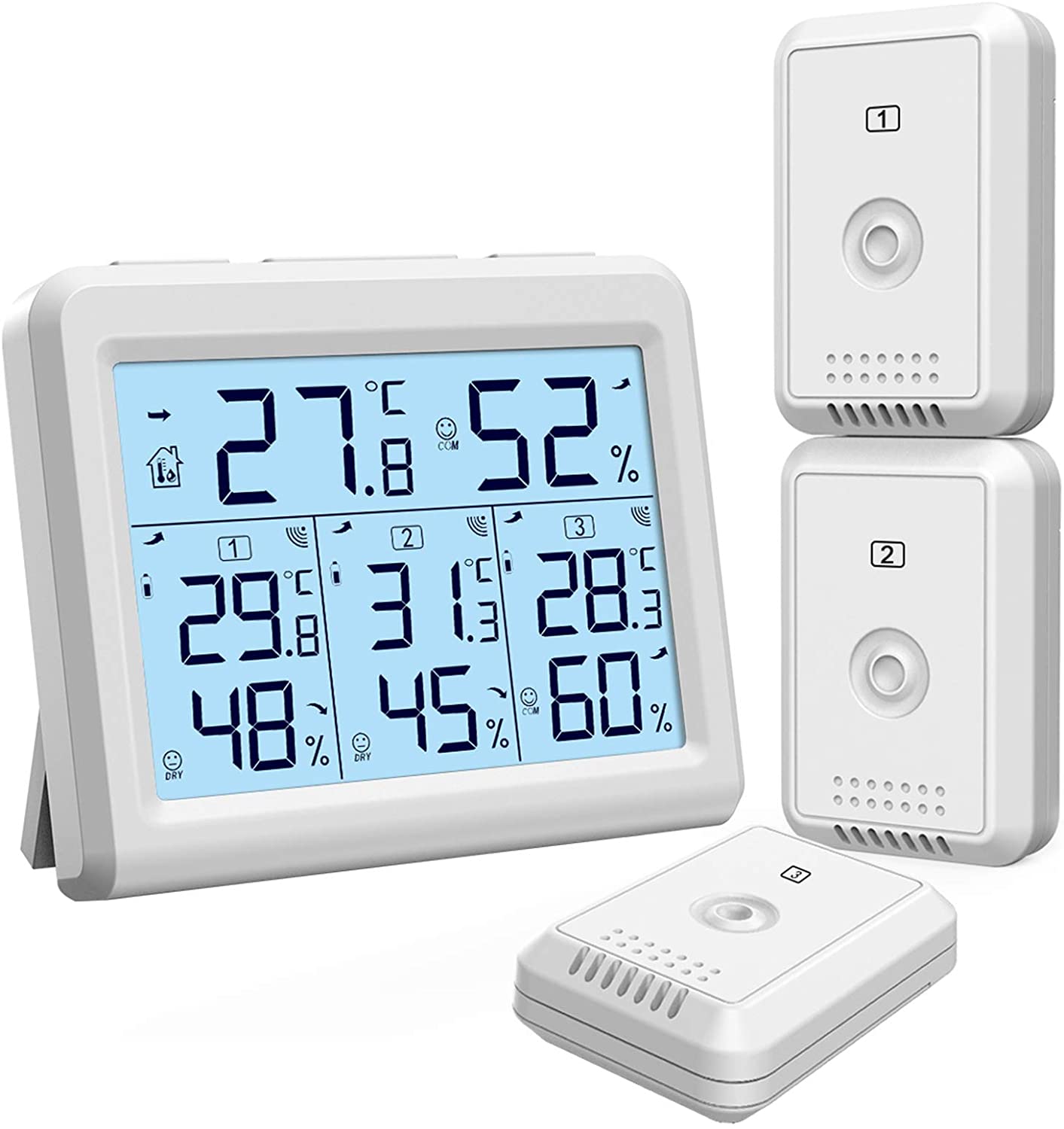 Buy ORIA Indoor Outdoor Thermometer with 3 Wireless Sensors, Digital ...