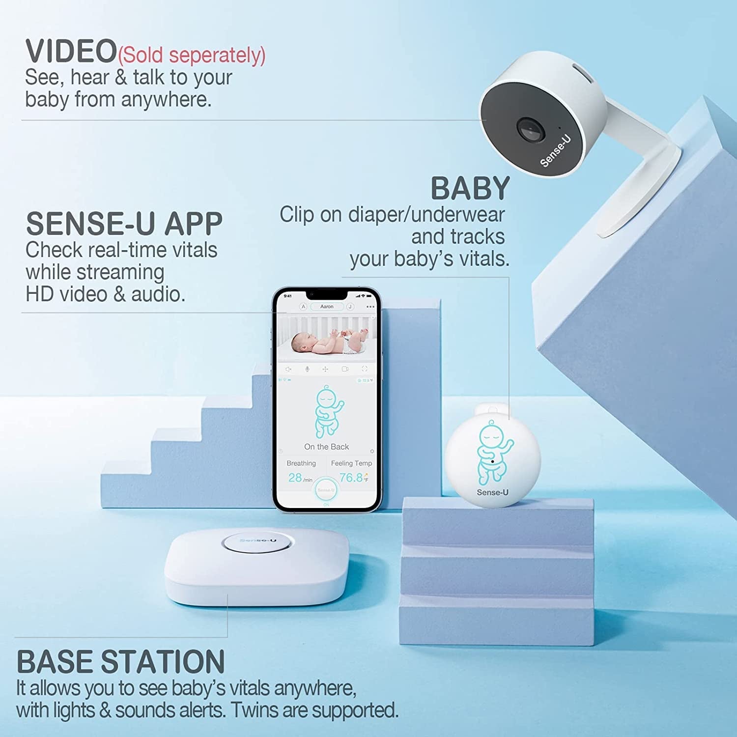 未使用　Sense-U Baby Monitor3 Base Station付きマタニティ