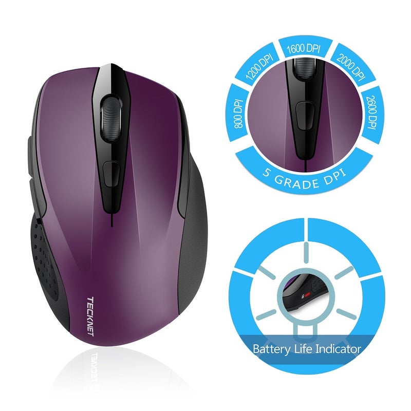 Wireless Mouse, TECKNET Pro 2.4G Ergonomic Wireless Optical Mouse with USB  Nano