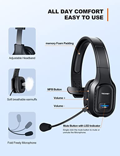 TeckNet Wireless Headset With Microphone TECKNET Wireless Headset