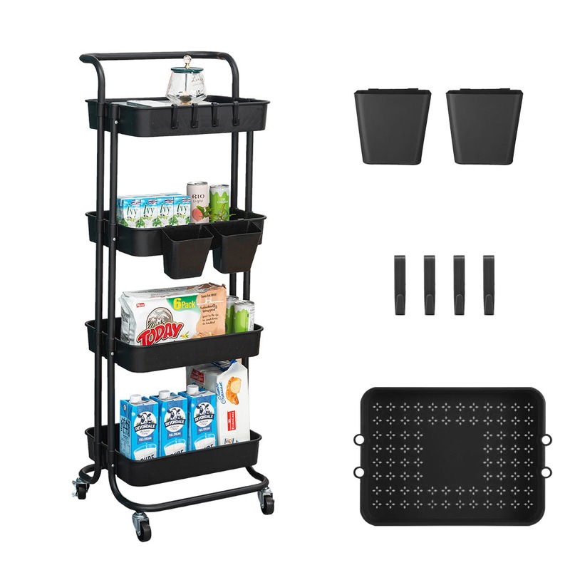 Buy 4 Tier Rolling Cart Organizer Kitchen Utility Carts With Wheels Kitchen Storage Cart On