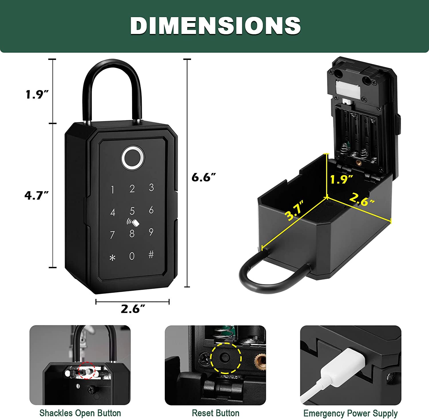 Digital Key Lock Box Smart Key Lock Box - Bluetooth & Fingerprint ...