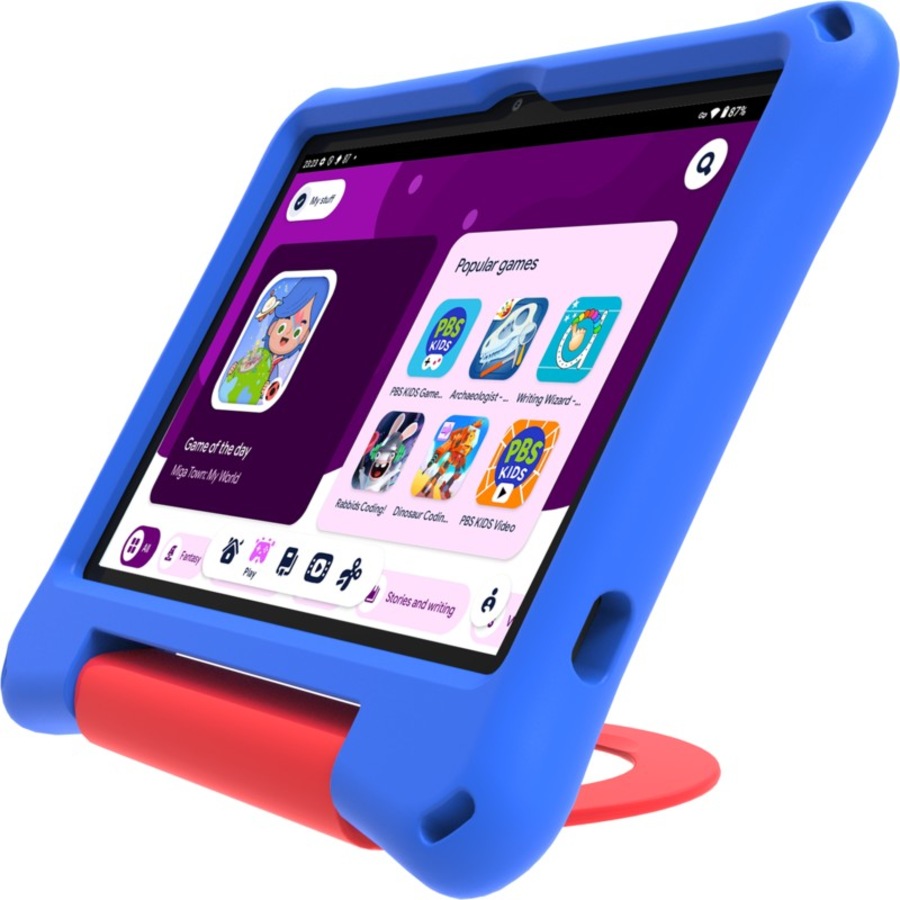 AIWA 10.1" Blue WiFi Tablet with Protective Case & Bonus Bluetooth Headphones - Blue/Red