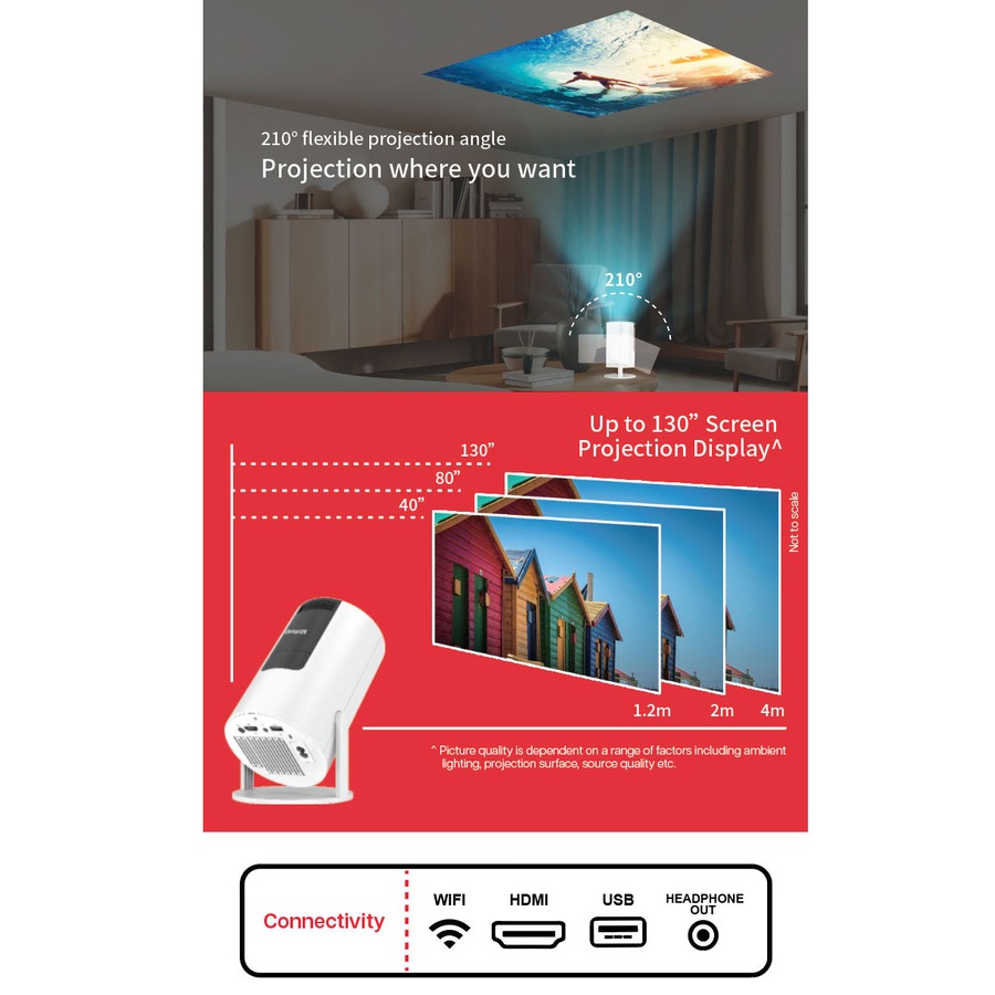 AIWA 190 Lumen Smart LED Projector with Netflix