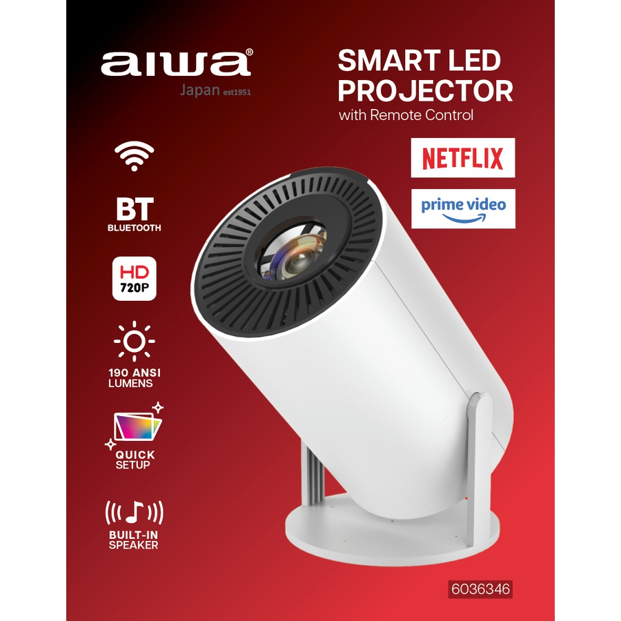 AIWA 190 Lumen Smart LED Projector with Netflix