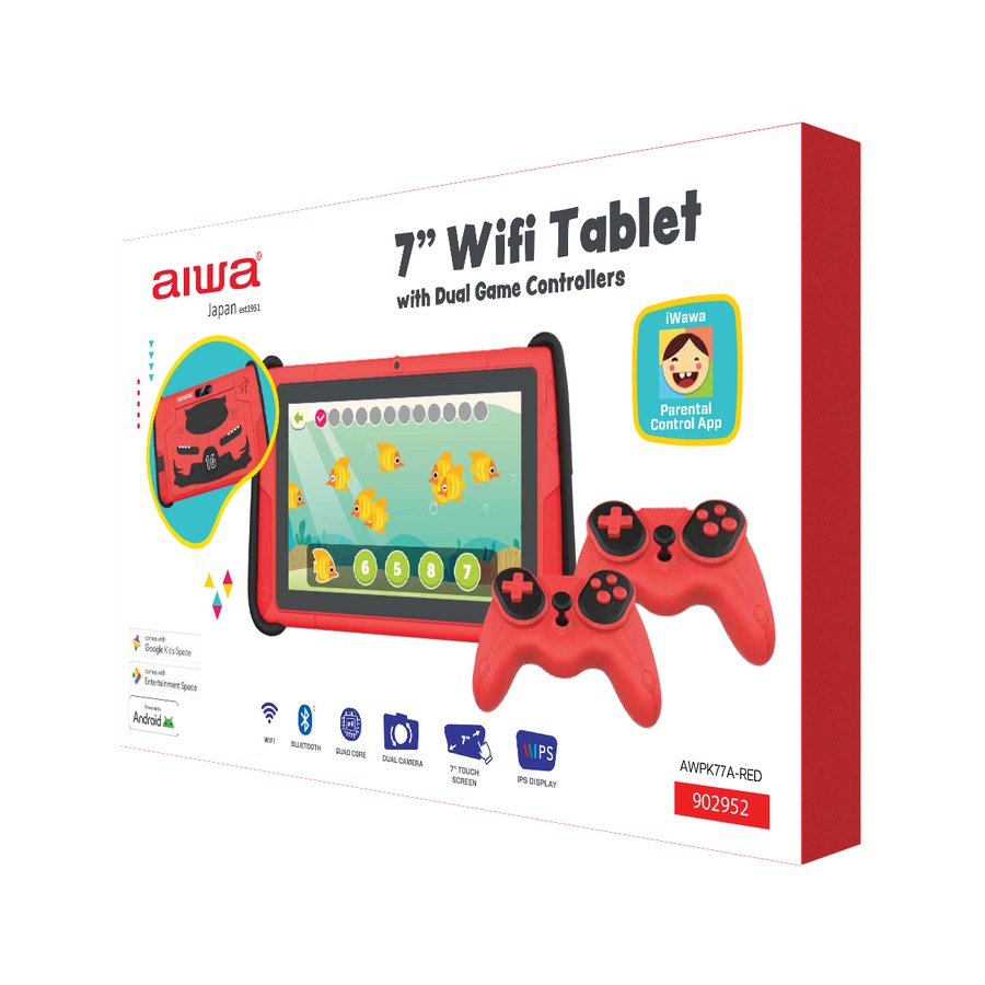 AIWA 7" WiFi Tablet with Dual Game Controllers - Red