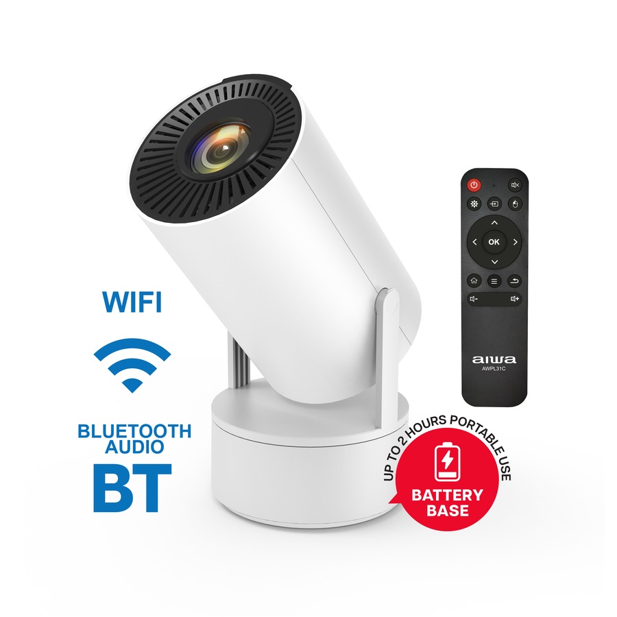 AIWA Smart LED Projector with Rechargeable Battery Base