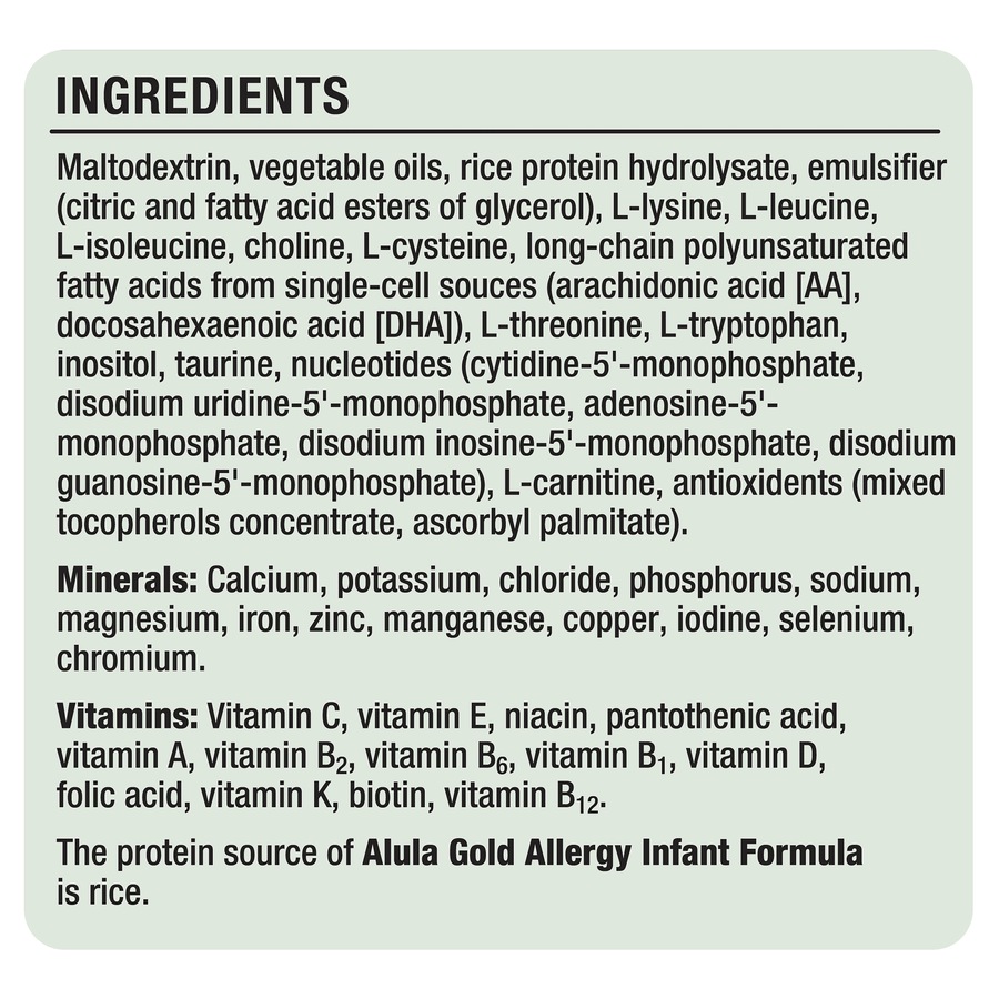 Alula Gold Allergy Infant Formula, 0-12 Months Rice 800g