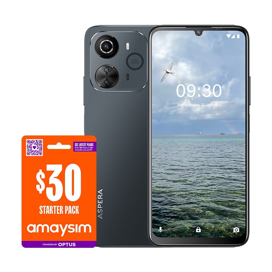 Buy Aspera AS10 Unlocked 128GB with $30 SIM Bundle - Black - Everyday ...