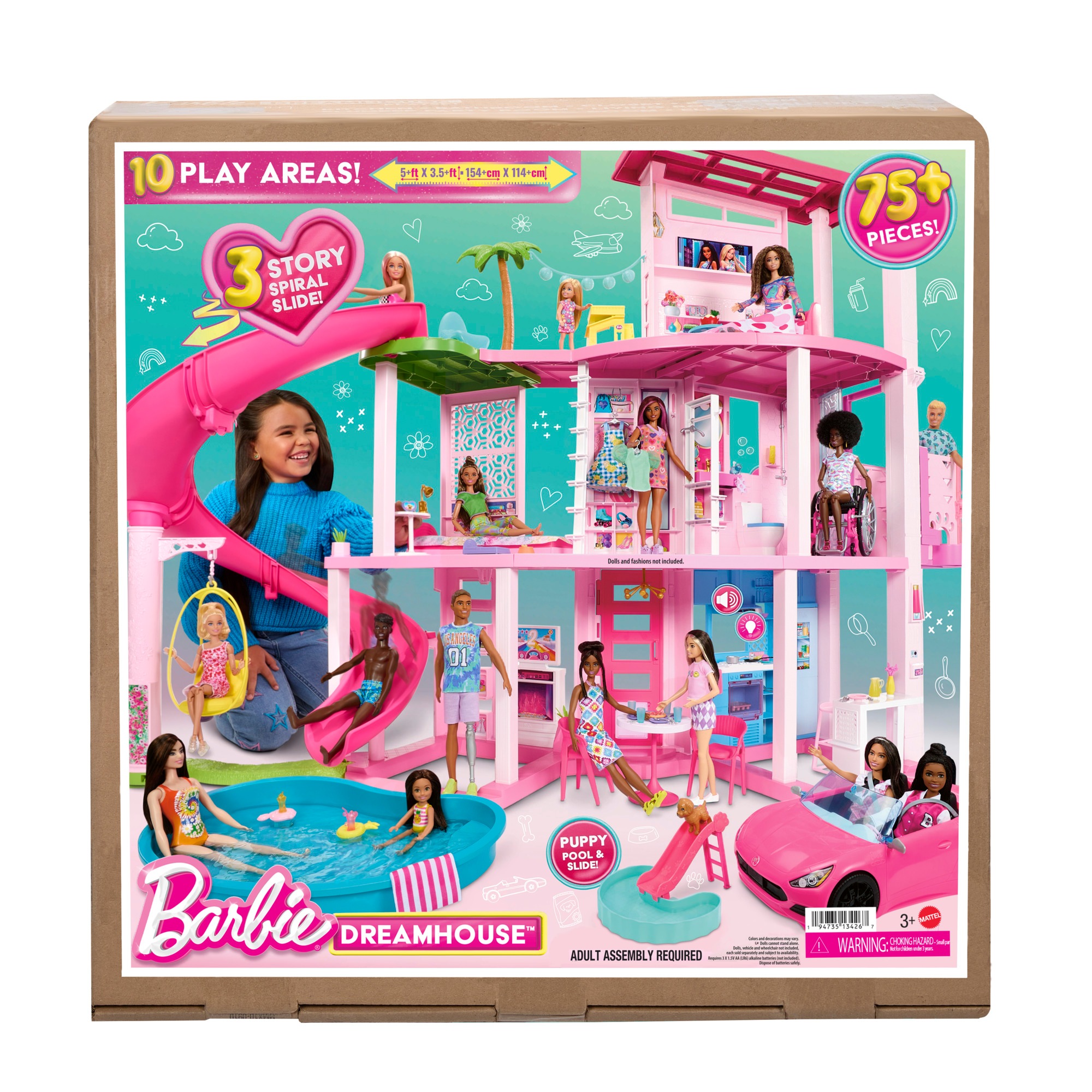 Buy Barbie Dreamhouse Pool Party Doll House with 3 Story Slide MyDeal