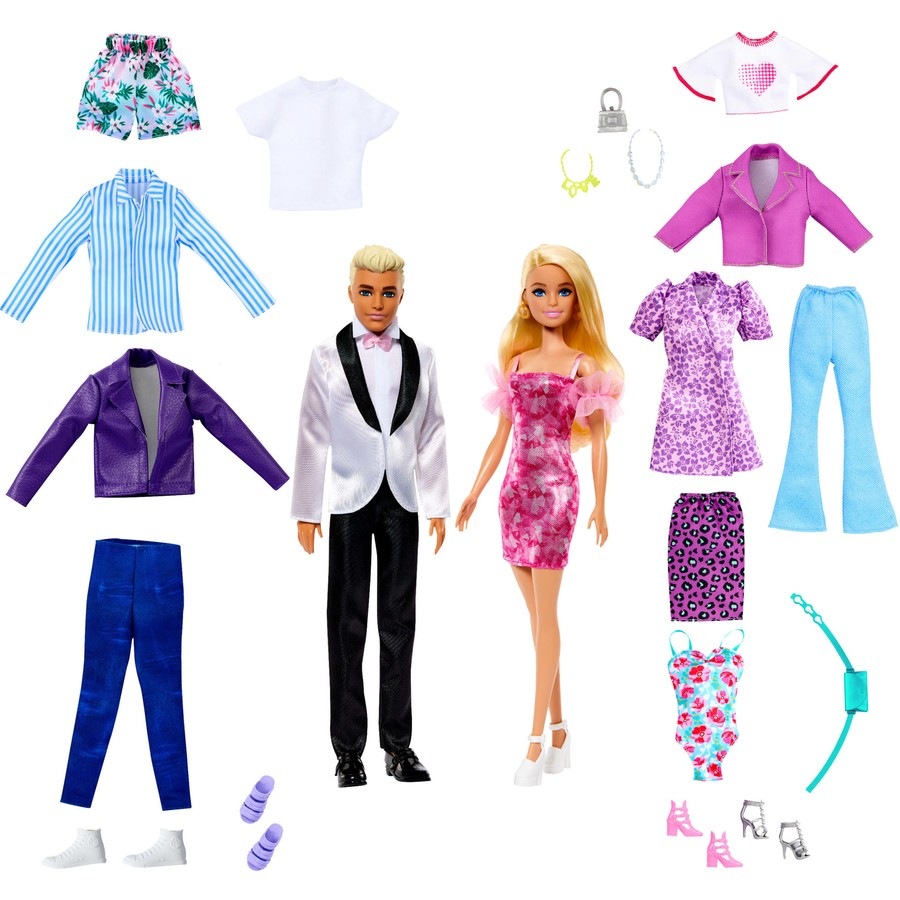 Barbie & Ken Doll Fashion Set with Clothes & Accessories