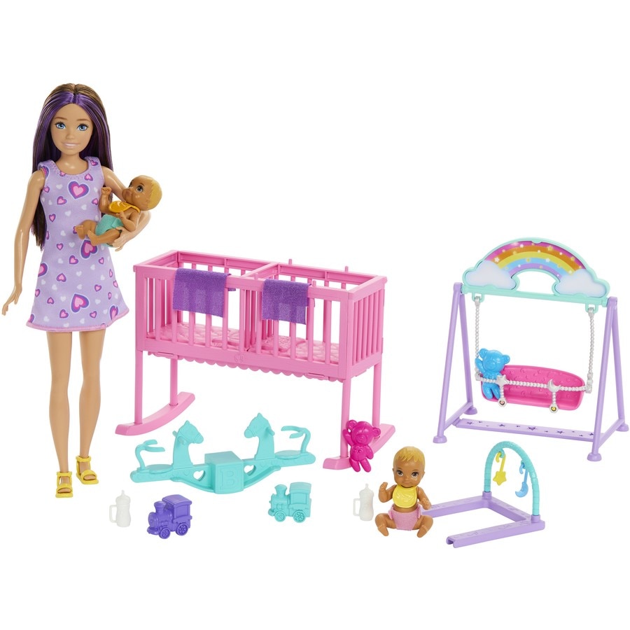 Barbie Skipper Babysitter Doll with Twin Nursery Playset & Accessories