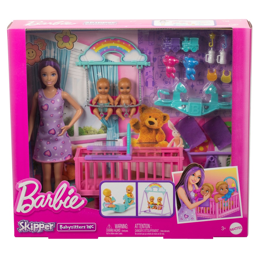 Barbie Skipper Babysitter Doll with Twin Nursery Playset & Accessories
