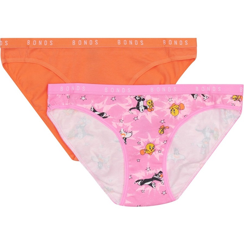 Buy Bonds Girls Looney Tunes Hipster Bikini 2 Pack Orange & Pink MyDeal