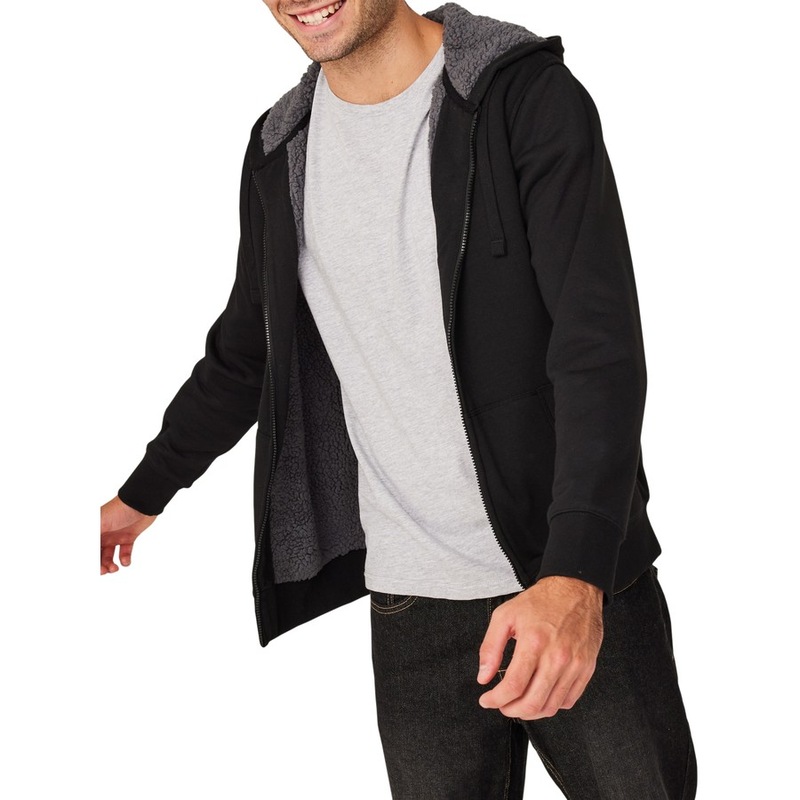 Buy Brilliant Basics Men's Sherpa Lined Hoodie Black MyDeal
