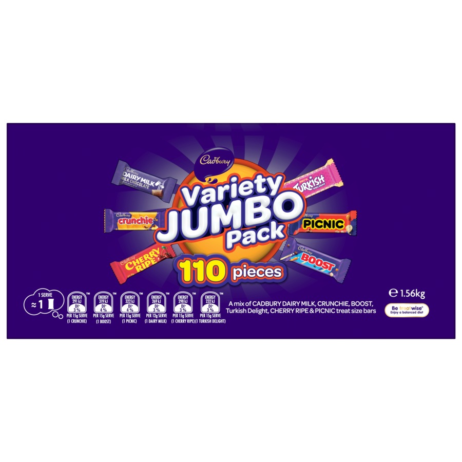 Cadbury Variety Jumbo Chocolate Box 110 pieces 1.56kg
