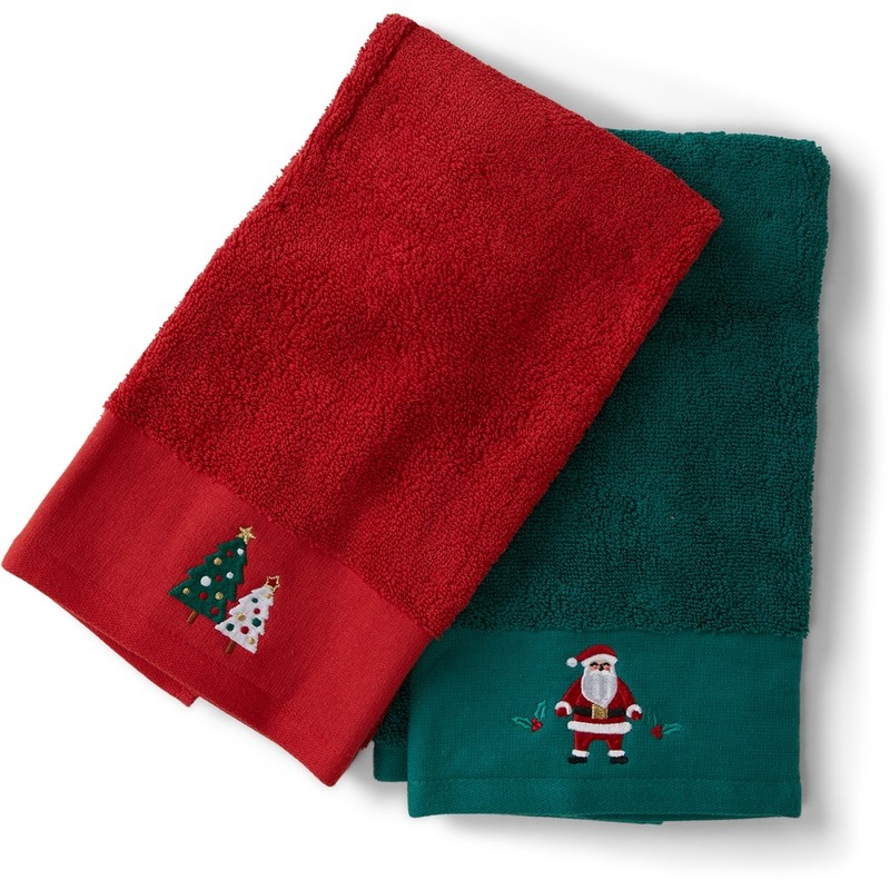 Buy Christmas Hand Towel 2 Pack Embroidered Santa/Tree MyDeal