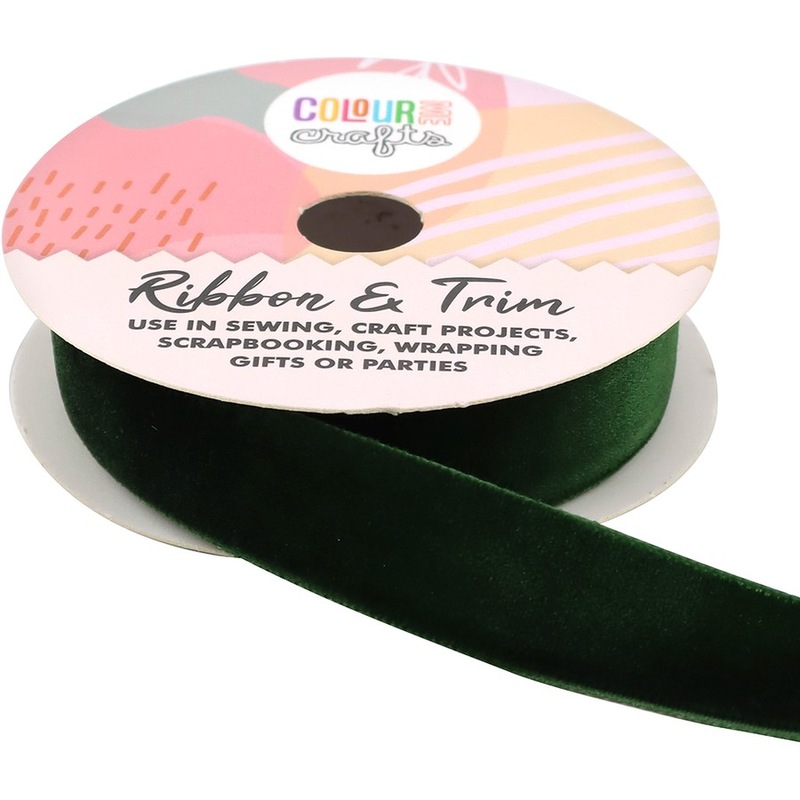 ColourMe Crafts Velvet Ribbon 16mm x 2m Emerald Green MyDeal