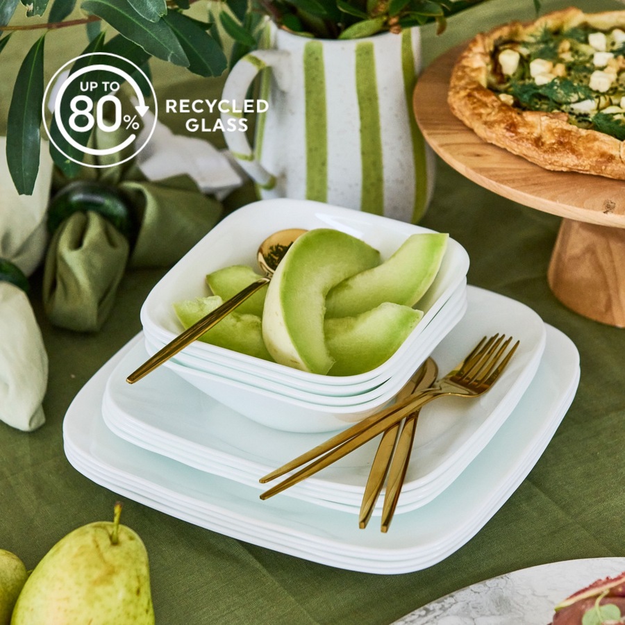 Corelle Square Pure White 12 Piece Dinner Set