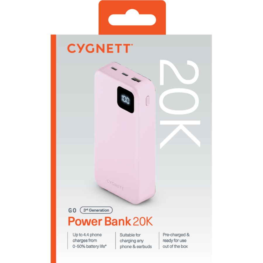 Cygnett GO 20K Powerbank - Transcendent Pink