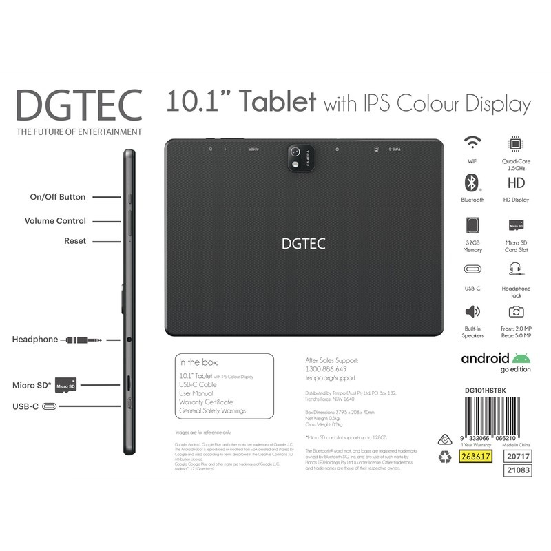 Buy DGTEC 10.1" Tablet with IPS Color Display Black MyDeal