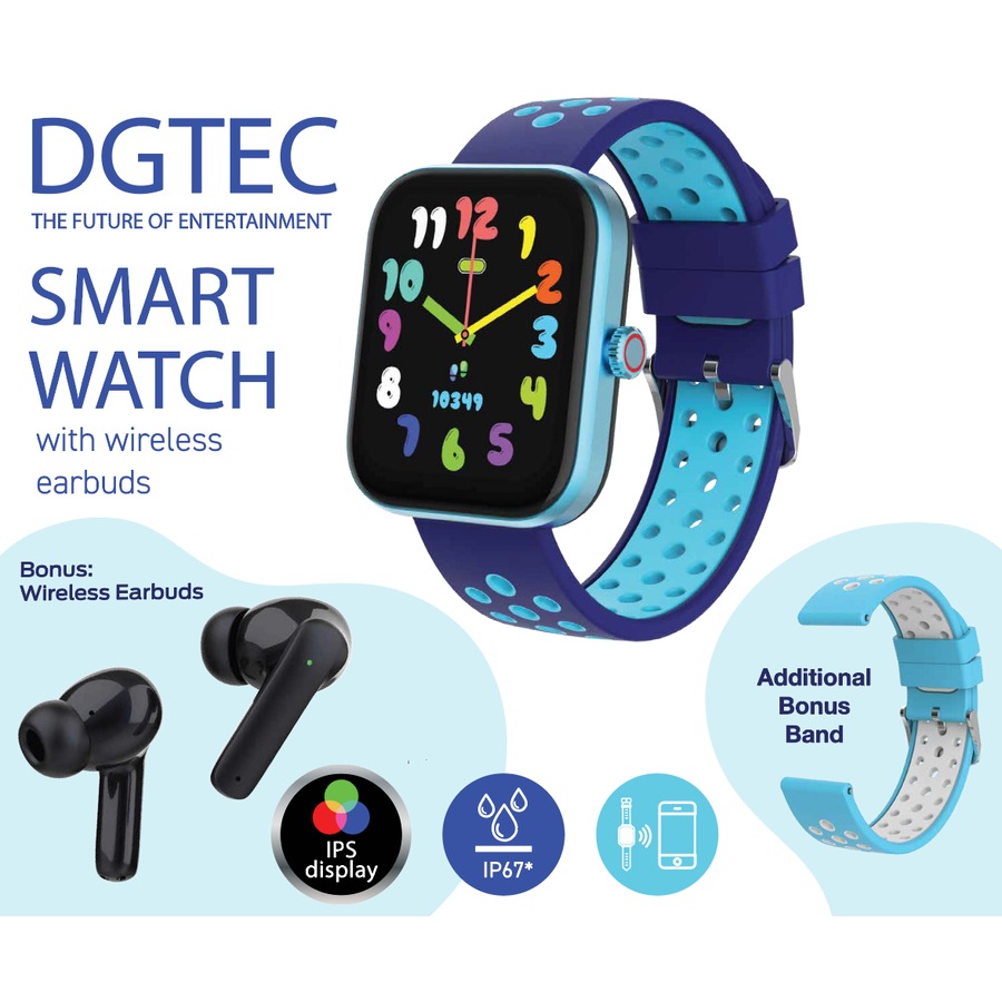 DGTEC Smart Watch with Wireless Earbuds
