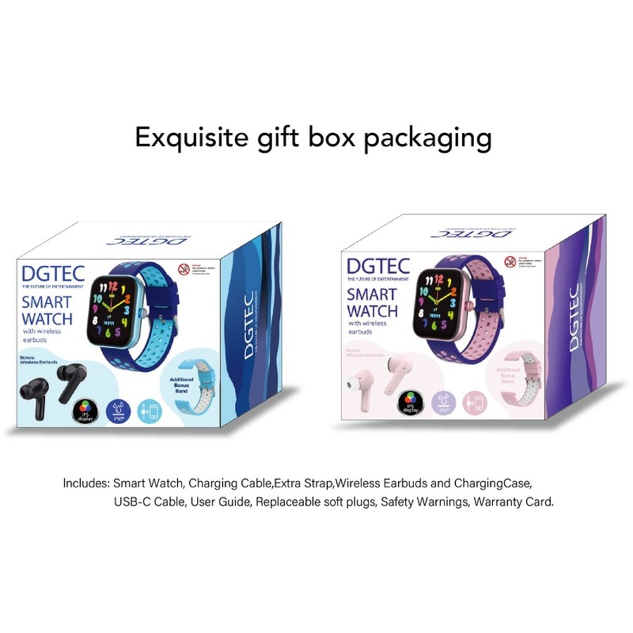 DGTEC Smart Watch with Wireless Earbuds