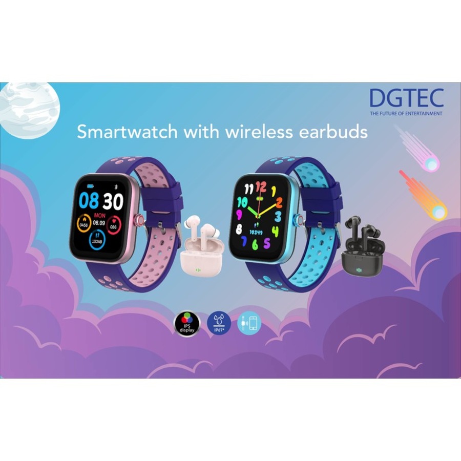 DGTEC Smart Watch with Wireless Earbuds