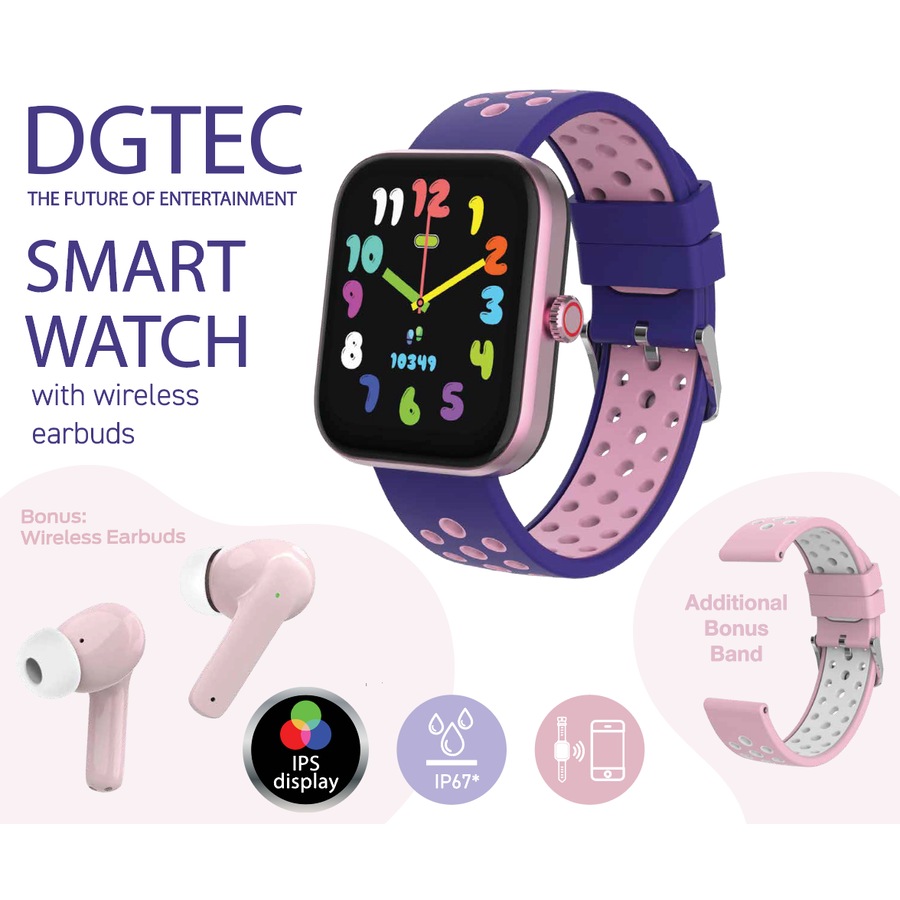 DGTEC Smart Watch with Wireless Earbuds