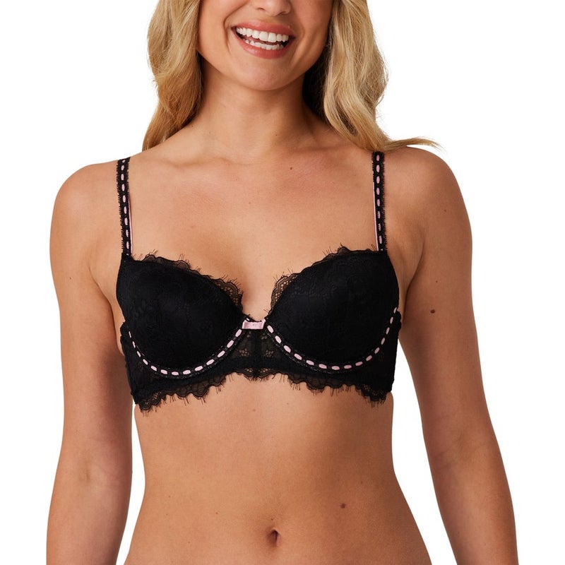 Buy Emerson Intimates Womens Lace Balconette Bra Black Mydeal