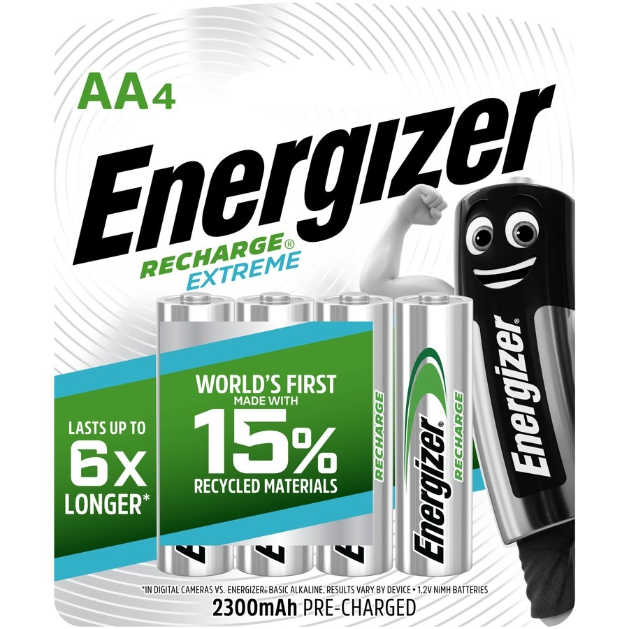 Energizer Recharge Extreme Rechargeable AA Batteries - 4 Pack