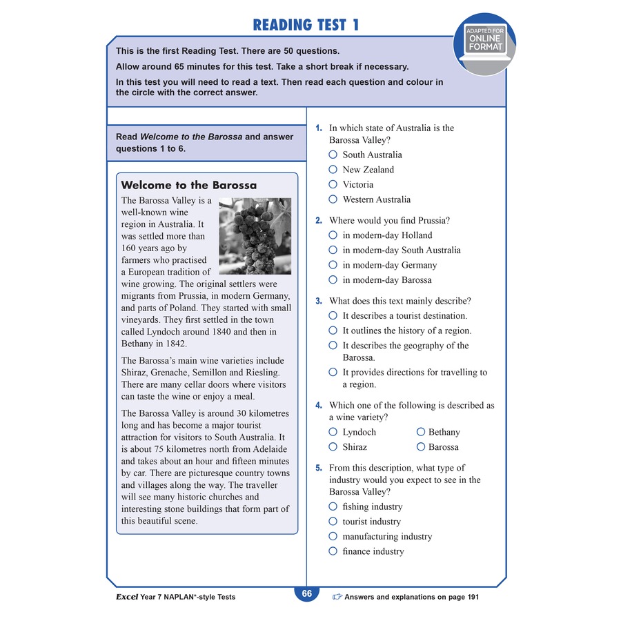 Excel Year 7 Naplan Style Tests