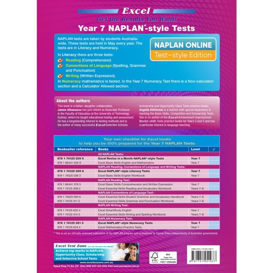 Excel Year 7 Naplan Style Tests