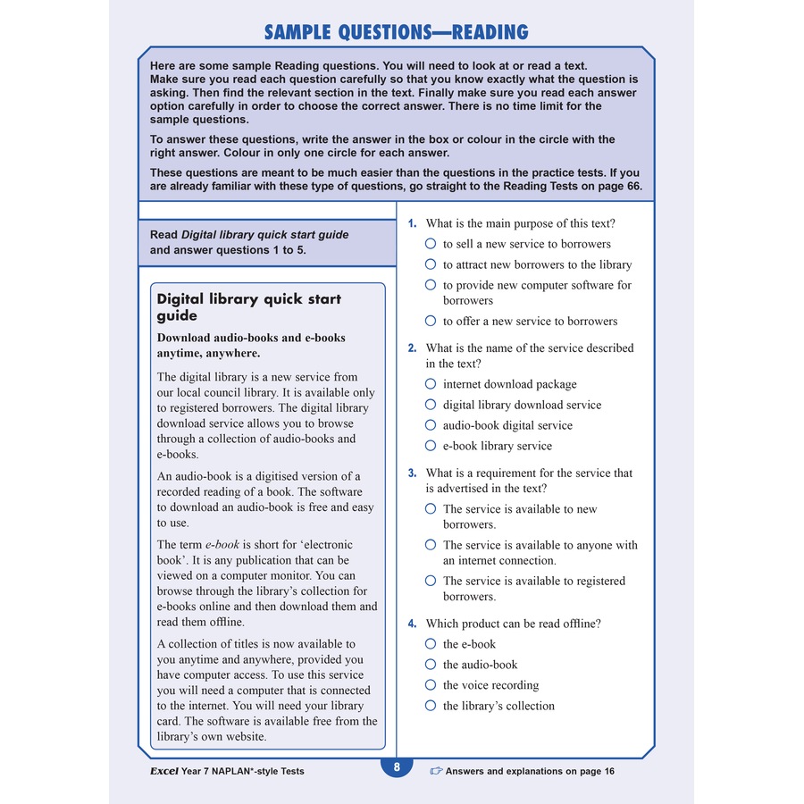 Excel Year 7 Naplan Style Tests
