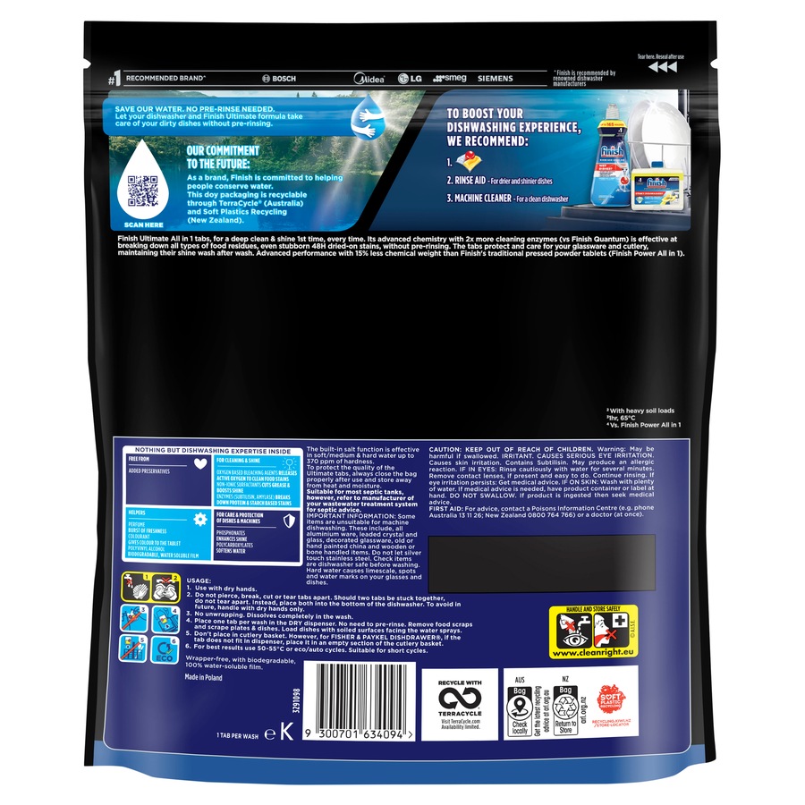 Finish Ultimate Pro Dishwashing Tablets Lemon Sparkle 46 Pack