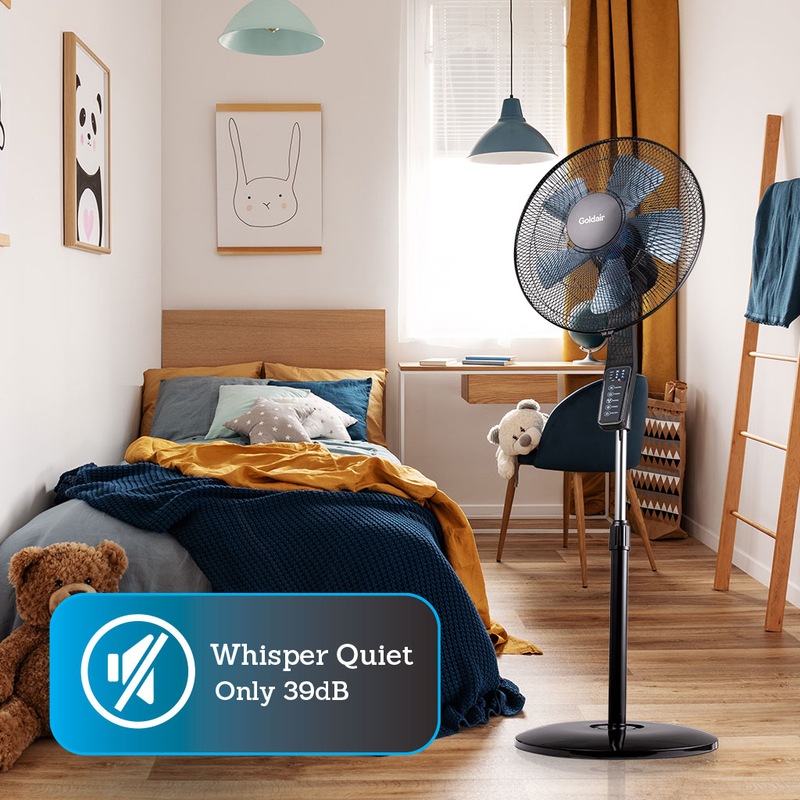 Buy Goldair Whisper Quiet Pedestal Fan 40cm GCPF340B MyDeal