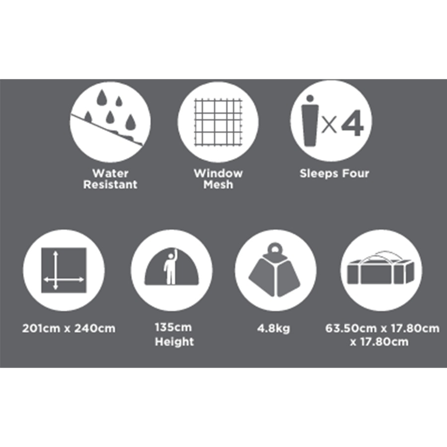 Hinterland 4 Person Dome Tent with Vest