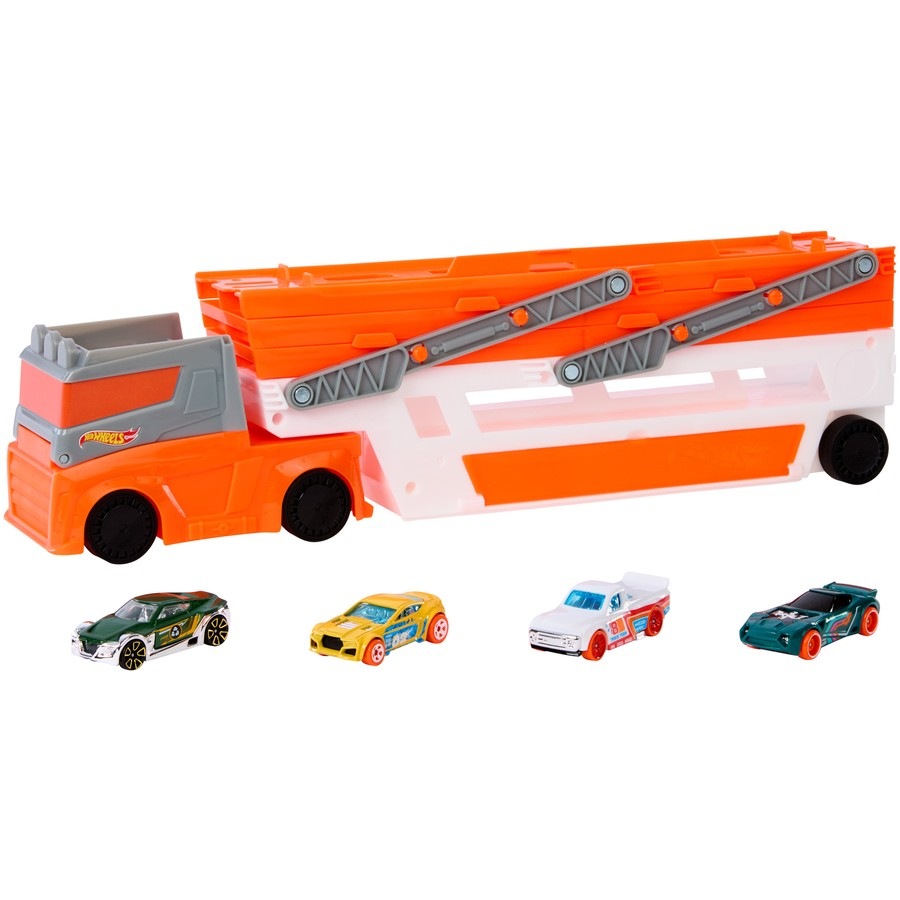 Hot Wheels Mega Hauler and 4 Cars Set