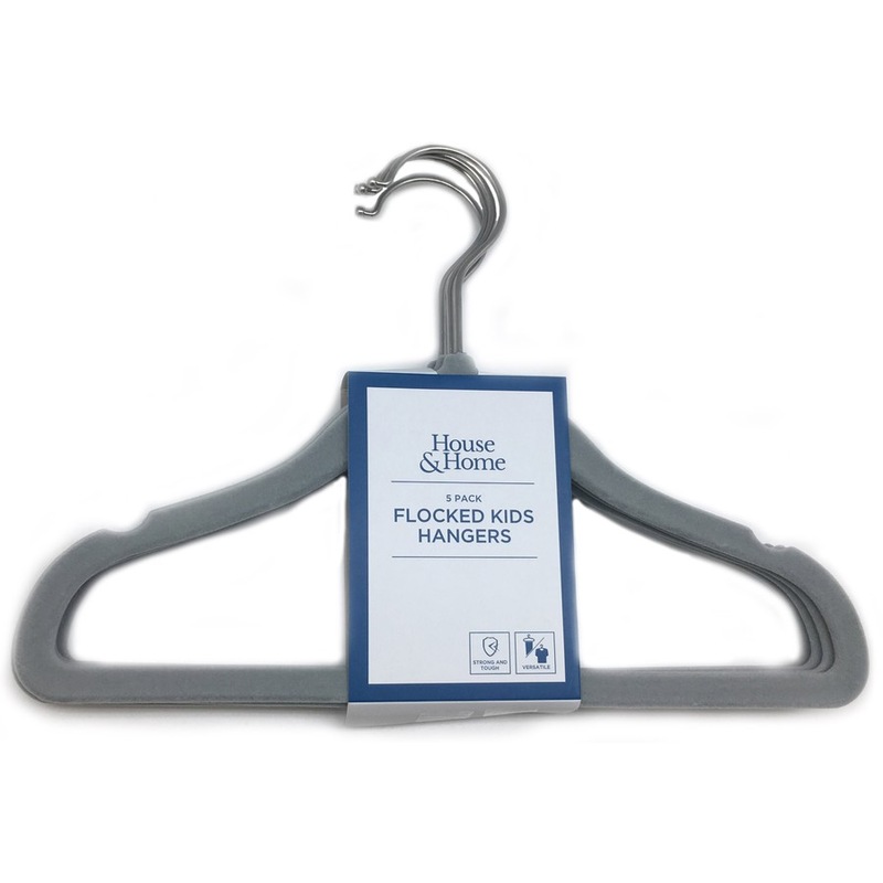 Buy House & Home Kids Flocked Coat Hangers 5 Pack Grey MyDeal