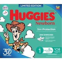 Huggies Newborn Nappies Size 1 (up to 5kg) 108 Pack