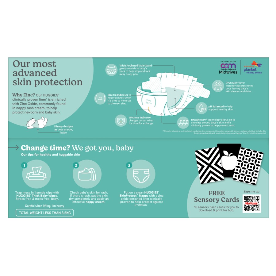 Huggies Newborn Nappies Size 1 (up to 5kg) 108 Pack