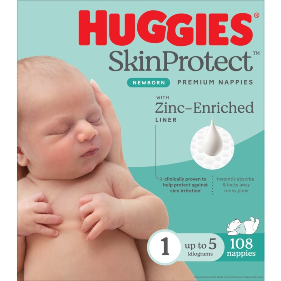 Huggies Newborn Nappies Size 1 (up to 5kg) 108 Pack
