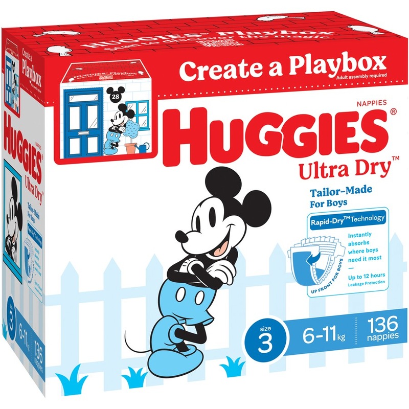 Buy Huggies Ultra Dry Nappies Boys Size 3 (6 11kg) 136 Pack MyDeal