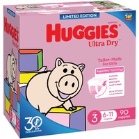 Huggies Ultra Dry Nappies Girls Size 3 (6-11kg) 90 Pack