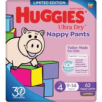 Huggies Ultra Dry Nappy Pants Girl Size 4 (9-14kg) 62 Pack