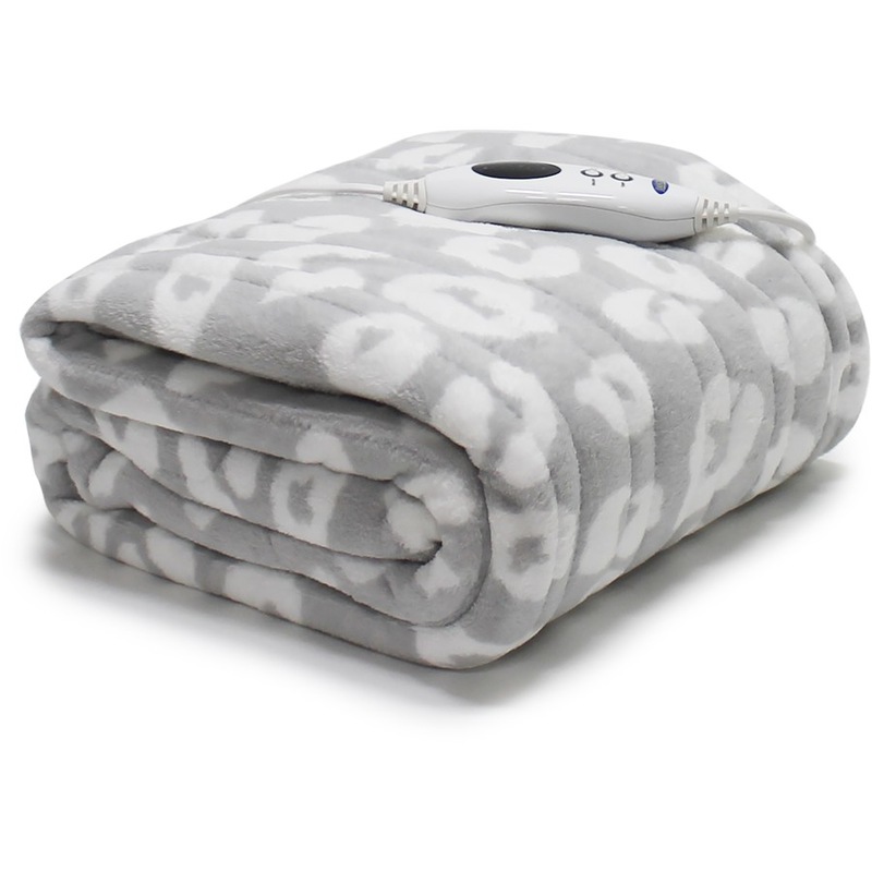 Buy Jason Leopard Heated Throw Blanket Grey MyDeal