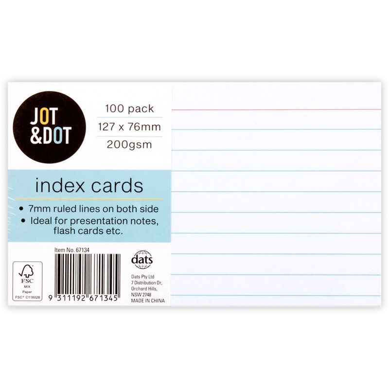 Buy Jot & Dot Index Cards 12.7x7.6cm 100 Pack White MyDeal