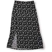 K-D Girls Palm Print Midi Split Skirt - Black