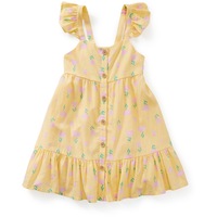 K-D Kids Linen Blend Flower Print Picnic Press - Light Yellow