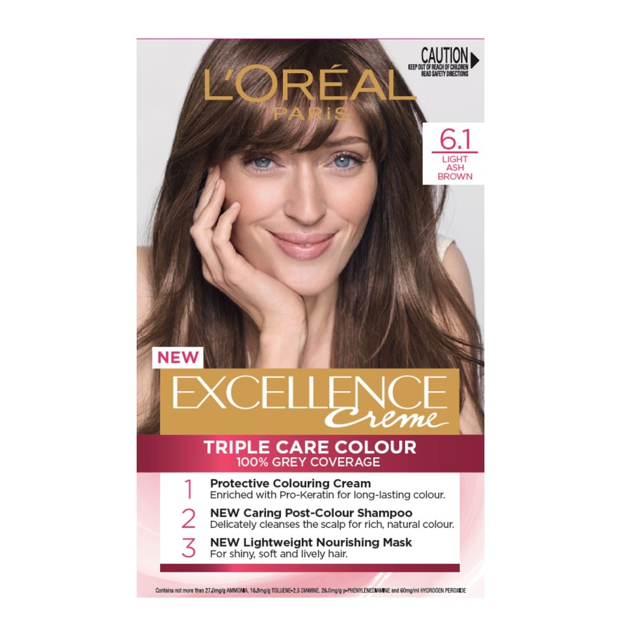 L'Oréal Paris Excellence Crème Permanent Hair Colour - 6.1 Light Ash Brown